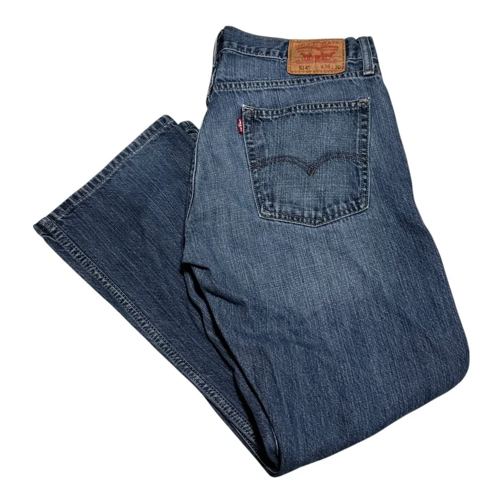 Levi's 514 Slim Straight Medium Wash 100% Cotton Denim Jeans Men's 36x30